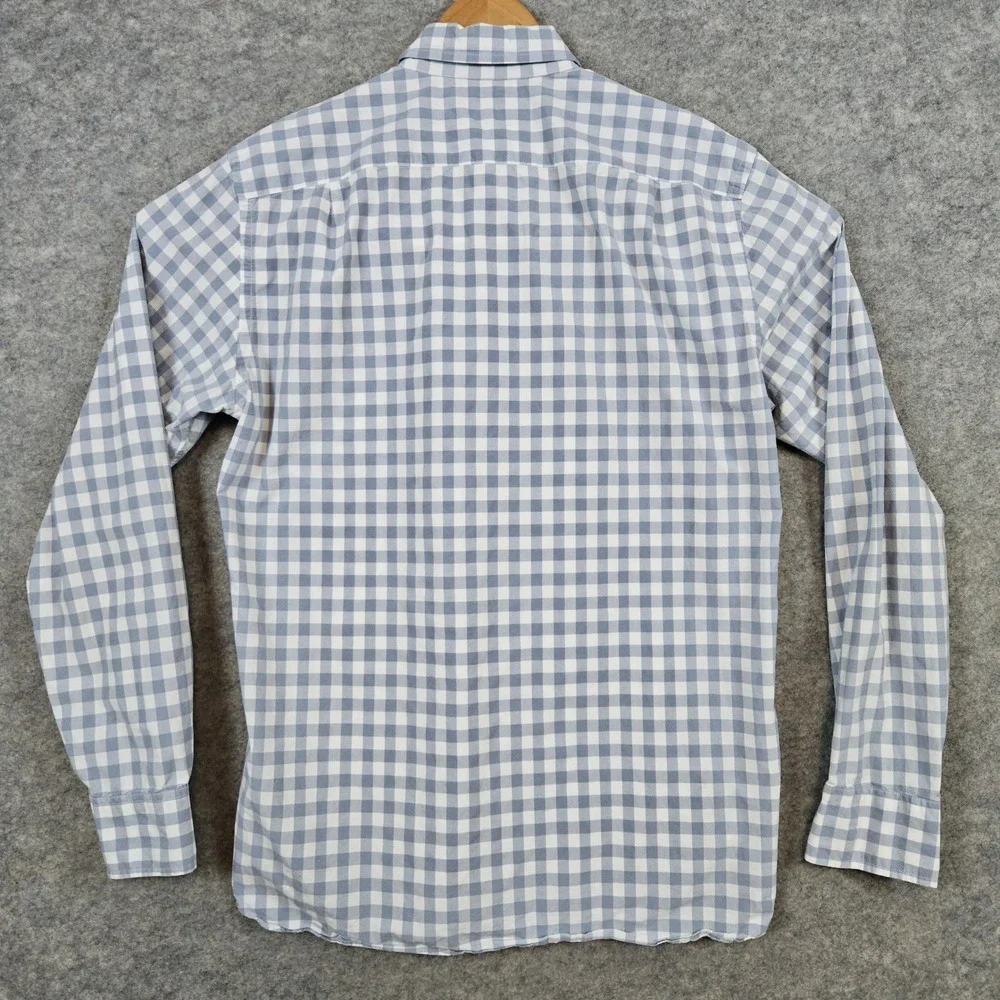 J‎ Crew Men's Gray & White Checked Dress Shirt Size M 15-15 1/2 100% Cotton SPOT